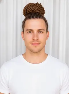 Loc Bun rendered by HairGlam on a male model