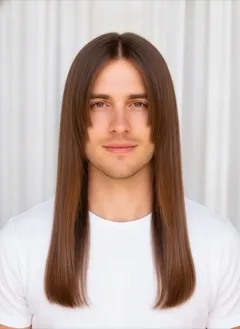 Long Hime rendered by HairGlam on a male model