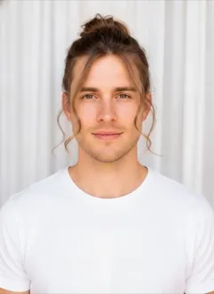Messy Bun rendered by HairGlam on a male model