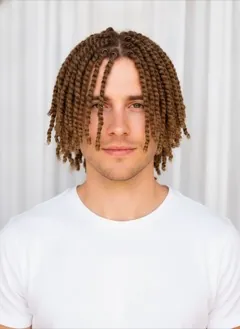 Mini Twists Bob rendered by HairGlam on a male model