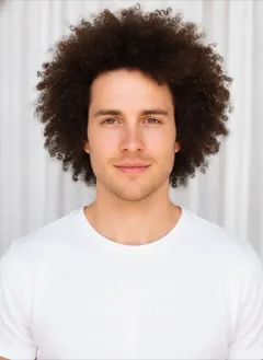 Side Part Afro rendered by HairGlam on a male model