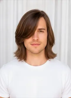 Side Part Lob rendered by HairGlam on a male model