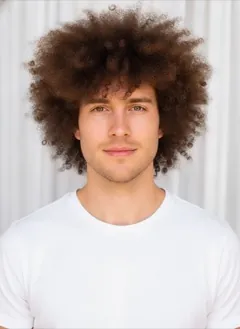 Side Swept Afro rendered by HairGlam on a male model