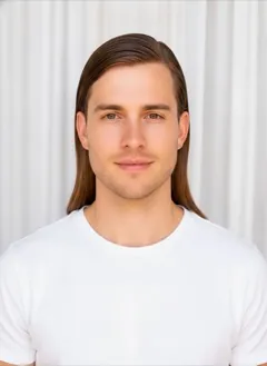 Slicked Back Long rendered by HairGlam on a male model