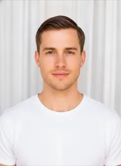 Slicked Back Pixie rendered by HairGlam on a male model