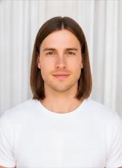 Straight Mid rendered by HairGlam on a male model