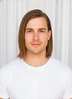 Straight Side Part Mid rendered by HairGlam on a male model