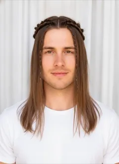 Waterfall Braids rendered by HairGlam on a male model