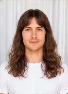 Wavy Bangs Long rendered by HairGlam on a male model