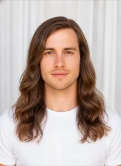 Wavy Side Part Long rendered by HairGlam on a male model