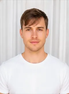 Wispy Bangs rendered by HairGlam on a male model