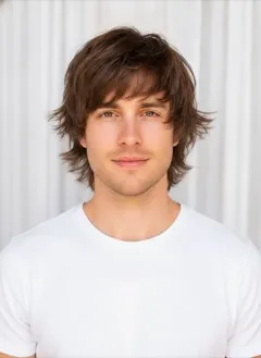 Wolf Cut Mid rendered by HairGlam on a male model