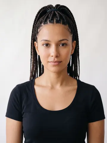 High Box Braids Ponytail