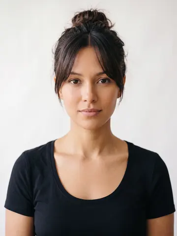Messy Bun Split Bangs